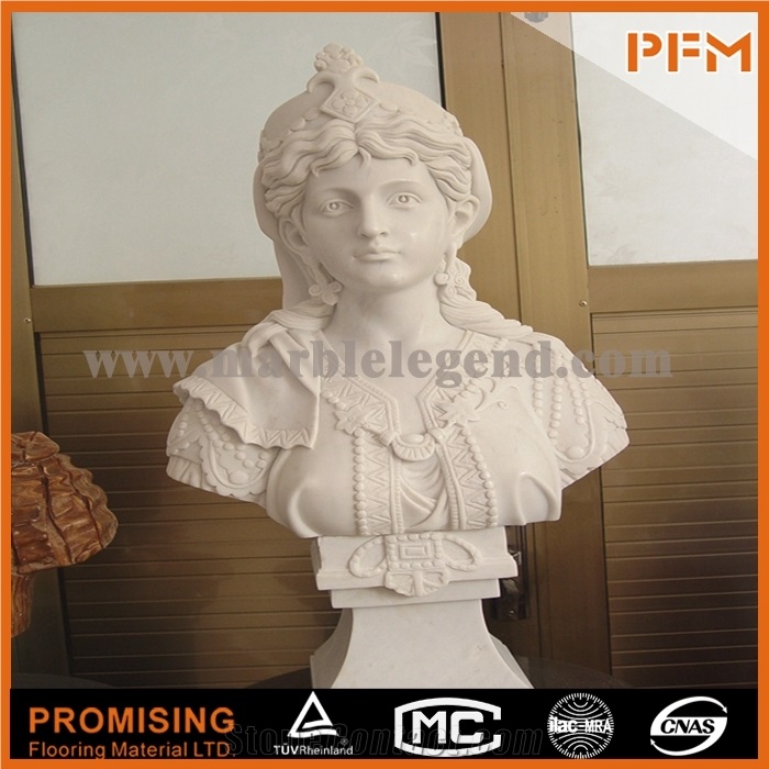 Hand Carving White Marble Stone Famous Human Like Head Bust Statue