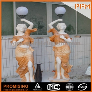Henan Yellow Limestone Grand Yellow Stone Artworks with Man Statue