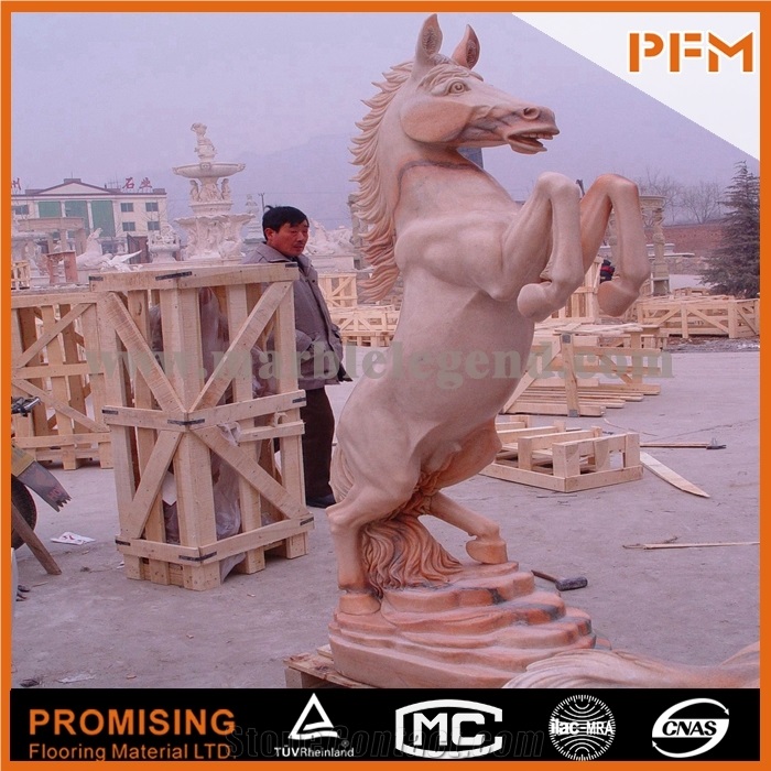 High-Polishing Hand Carved Henan Yellow Limestone Lion Animal Statues