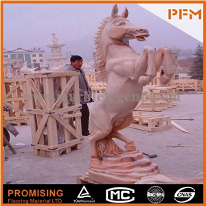 High-Polishing Hand Carved Henan Yellow Limestone Lion Animal Statues