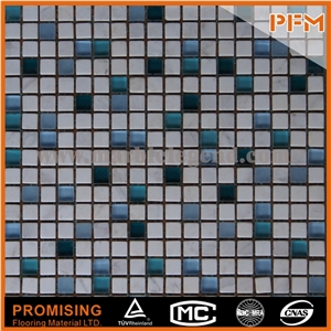 High Quality Bathroom Glass Wall Tiles Square Glass Mosaic with Stone Glass and Stone Mosaic Art Design Hand-Cut Picture Pattern for Wall Tile