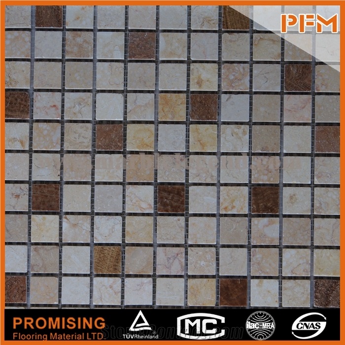 High Quality Bathroom Glass Wall Tiles Square Glass Mosaic with Stone Glass and Stone Mosaic Art Design Hand-Cut Picture Pattern for Wall Tile