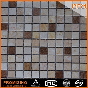 High Quality Bathroom Glass Wall Tiles Square Glass Mosaic with Stone Glass and Stone Mosaic Art Design Hand-Cut Picture Pattern for Wall Tile