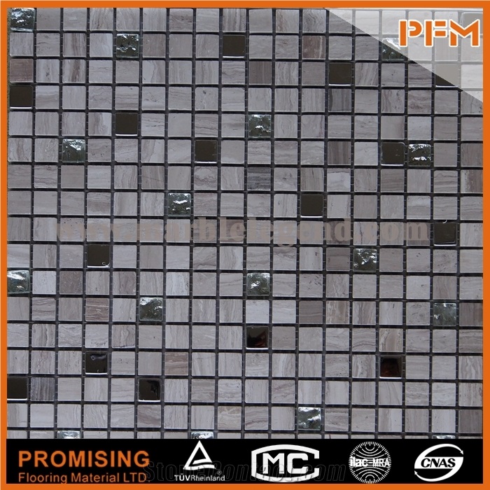 High Quality Bathroom Glass Wall Tiles Square Glass Mosaic with Stone Glass and Stone Mosaic Art Design Hand-Cut Picture Pattern for Wall Tile