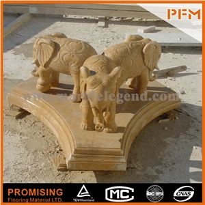Home Decor Antique Sculpture Art Modern Statue Elephant Henan Yellow Limestone Sculpture Beautiful Animal Collectibles Statue