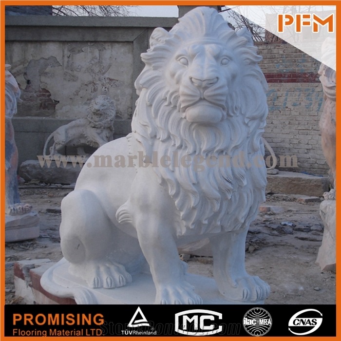 Home Decor Antique Sculpture Art Modern Statue Fly Lion Cream Travertine Sculpture Beautiful Animal Collectibles Statue