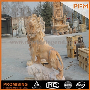 Home Decor Antique Sculpture Art Sunset Red Marble Modern Statue Lion Marble Sculpture Beautiful Animal Collectibles Statue