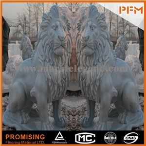 Home Decorated Antique Sculpture Art Modern Statue Lion Cream Travertine Sculpture Beautiful Animal Collectibles Statue