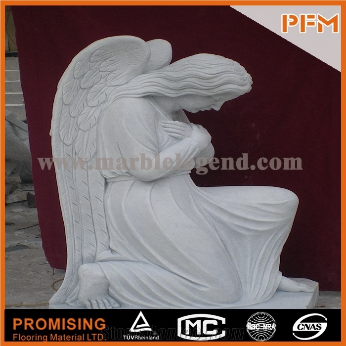 Hunan White Marble Heart Angel Statues with Cheap Price