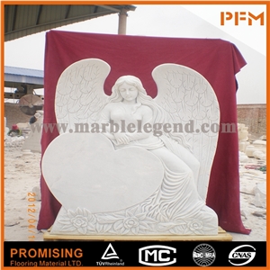 Hunan White Marble Heart Angel Statues with Cheap Price