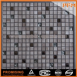 Interior Decoration Golden Select Glass and Stone Mosaic Wall Tile for Sale Black Frost Glass and Stone Mosaic