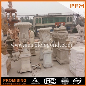 Large High Legs Decorative Granite Stone Flower Pot White Marble Flower Pot