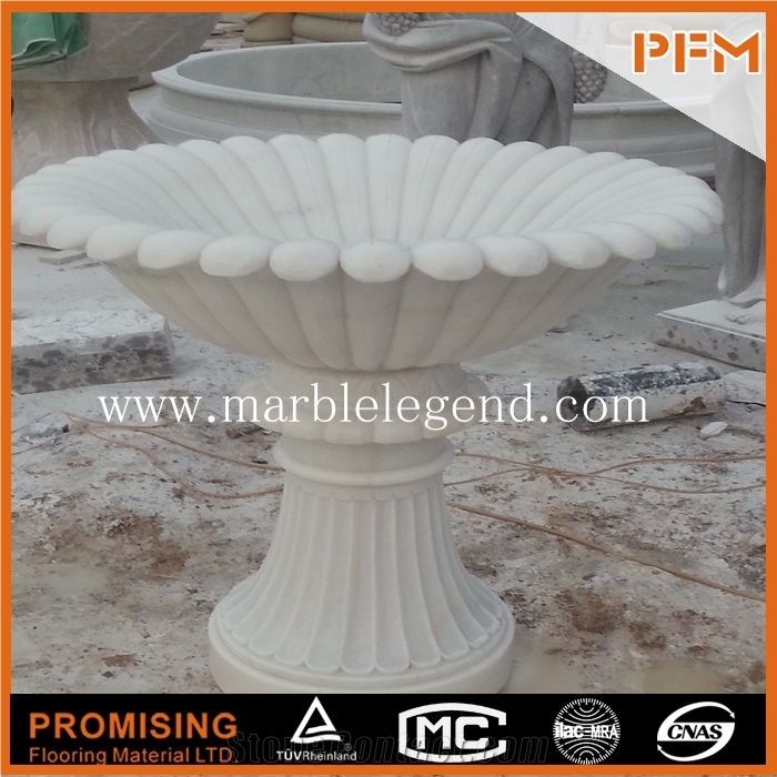 Large High Legs Decorative Granite Stone Flower Pot White Marble Flower Pot
