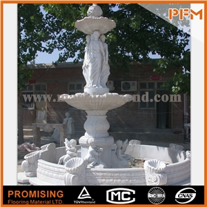 Large White Marble Material Garden Fountain, Beautiful Water with Three Layers