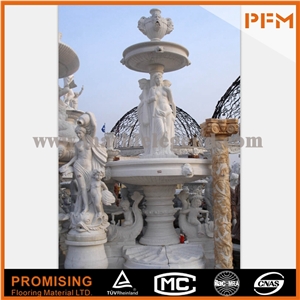 Large White Marble Material Garden Fountain, Beautiful Water with Three Layers