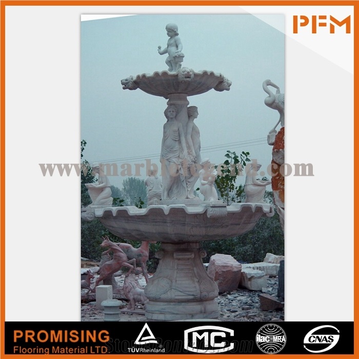 Large White Marble Material Garden Fountain, Beautiful Water with Three Layers