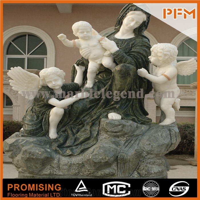 Life Size Indoor Green Marble Statues with Lute,Apple Green Marble Sculpture