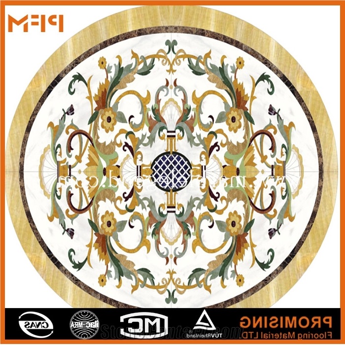 Lobby Marble Medallion, Marble Inlay Flooring,Marble Hotel Lobby Flooring, Dark Emperador/Golden Year/Rosso Verona/Crema Marfil/Honey Onyx/Onyx Green/India Green/Lapis/Ariston Marble Medallion