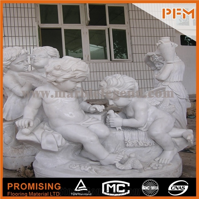 Lovely Children Garden Statues and Sculpture Marble Child Sculpture, Hunan White Marble Statues
