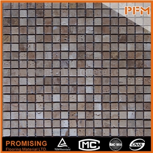 Magical Beauty Brown Travertine Mosaic Tiles,Stone Mosaic Floor Tile 15x15x8mm