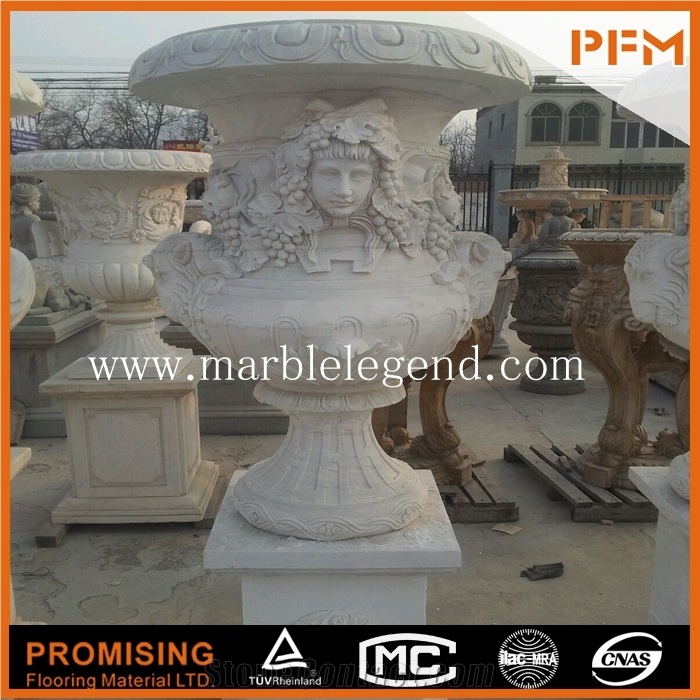 Marble Garden Flower Pot,Marble Handicraft Flower Pot