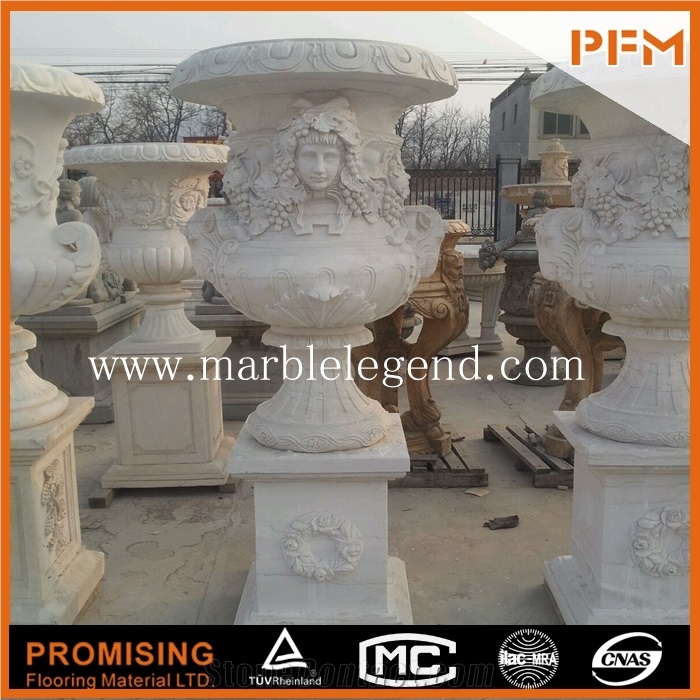 Marble Garden Flower Pot,Marble Handicraft Flower Pot