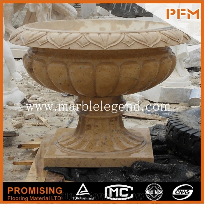 Marble Garden Flower Pot,Marble Handicraft Flower Pot