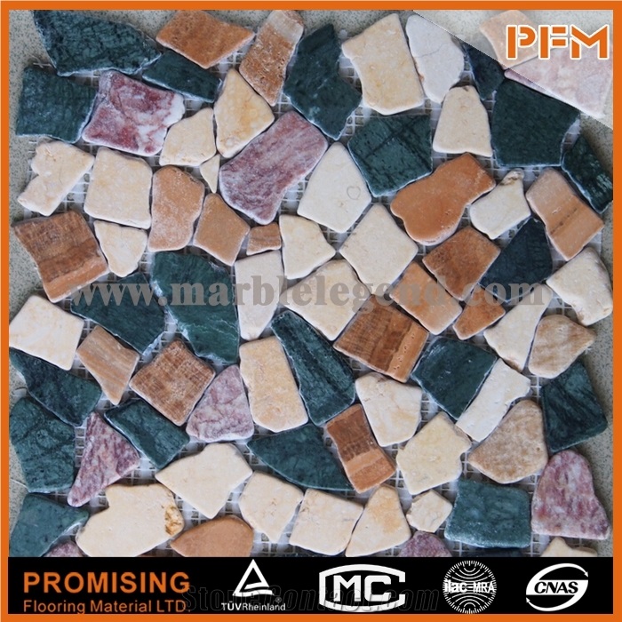 Mosaic Factory, Natural Split Basalt Mosaic & Blue Stone Mosaic，Interior Wall Paneling Green Cobble Stone Mosaic