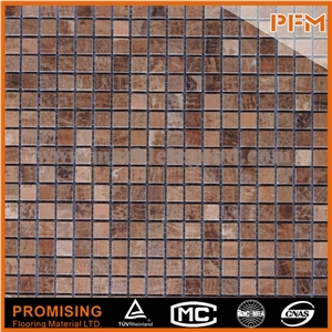 New Design Stone Mosaic Made in China Decoration Background Wall Mosaic Tile 300x300 Square Orange Glass Stone Mosaic