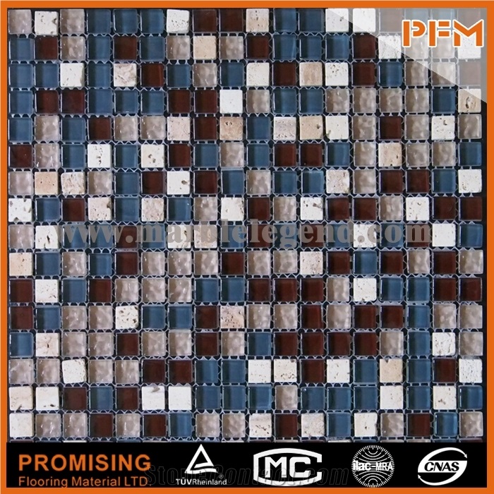 New Design Stone Mosaic Made in China Decoration Background Wall Mosaic Tile 300x300 Square Orange Glass Stone Mosaic