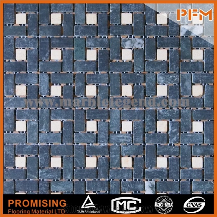 New Design Stone Mosaic Made in China Decoration Background Wall Mosaic Tile 300x300 Square Orange Glass Stone Mosaic