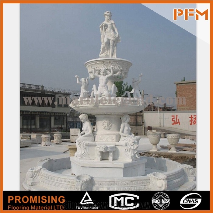 Outdoor Garden Big Water Natural White Marble Fountain with Three Layers