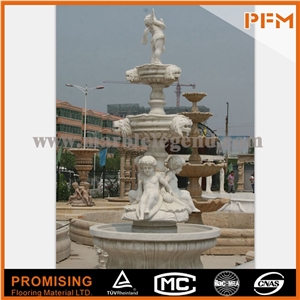 Outdoor Garden Big Water Natural White Marble Fountain with Three Layers