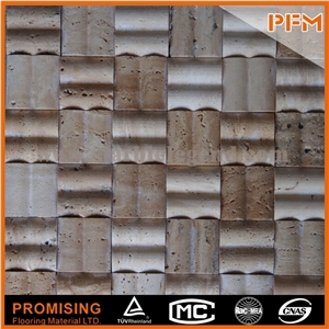 Popular China Grey Travertine Mosaic Tiles Decorative Glass