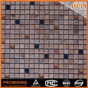 Popular China Grey Travertine Mosaic Tiles Decorative Glass