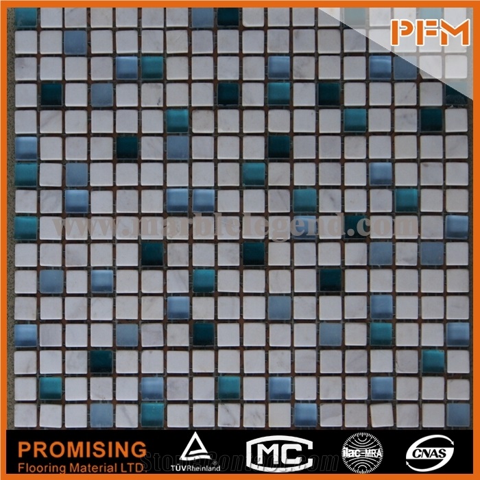 Popular China Grey Travertine Mosaic Tiles Decorative Glass