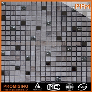 Popular China Grey Travertine Mosaic Tiles Decorative Glass