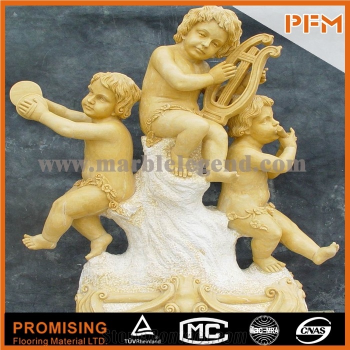 Royal Yellow Marble Sculptured Statue, Western & European Customized Figure Human & Animal, Hand Carving for Outdoor & Garden