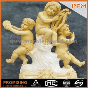 Royal Yellow Marble Sculptured Statue, Western & European Customized Figure Human & Animal, Hand Carving for Outdoor & Garden
