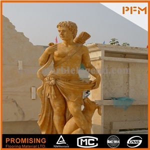 Royal Yellow Marble Sculptured Statue, Western & European Customized Figure Human & Animal, Hand Carving for Outdoor & Garden