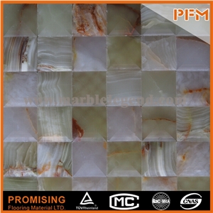 Square Multicolor Green Onyx Polished Mosaic Tiles