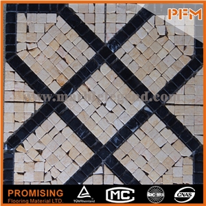 Stone Mosaic Quadrate & Curved Hot Sale Paving Natural Stone Beige Travertine Mosaic for Sale
