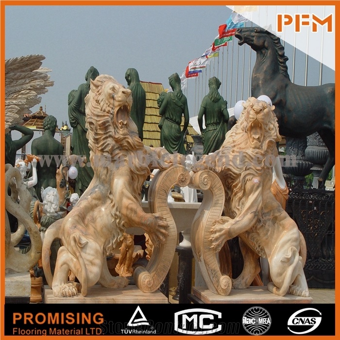 Sunset Red Marble Lovely Sculptured Statue, Western & European Customized Figure Human & Animal, Hand Carving for Outdoor & Garden