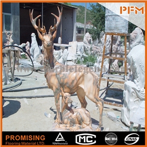 Sunset Red Marble Lovely Sculptured Statue, Western & European Customized Figure Human & Animal, Hand Carving for Outdoor & Garden