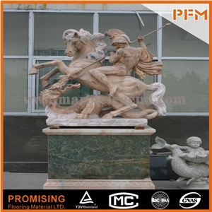 Sunset Red Marble Sculptured Statue, Western & European Customized Figure Human, Animal, Hand Carving for Outdoor & Garden