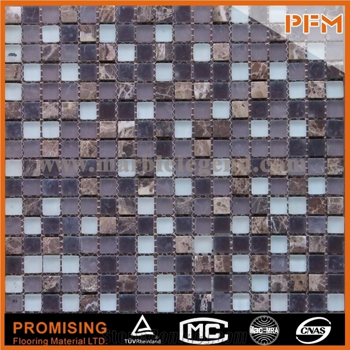 Transparent Glass Blend Stone Multicolor Mosaic,Black and Grey Natural Stone Mosaic, Rhombus Stone Mosaic