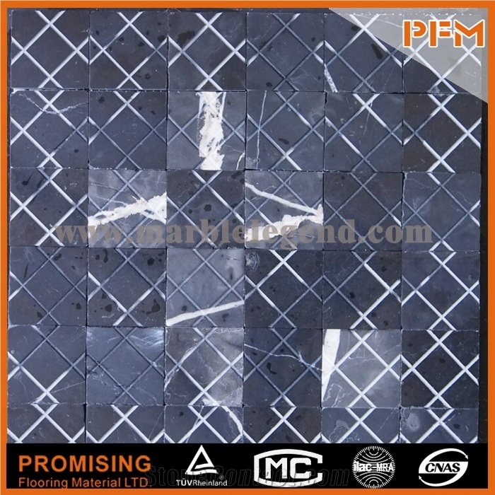 Transparent Glass Blend Stone Multicolor Mosaic,Black and Grey Natural Stone Mosaic, Rhombus Stone Mosaic