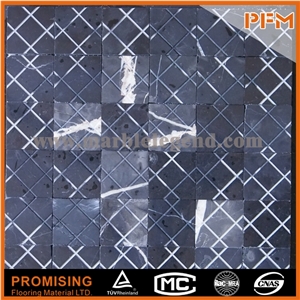 Transparent Glass Blend Stone Multicolor Mosaic,Black and Grey Natural Stone Mosaic, Rhombus Stone Mosaic