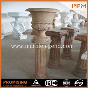 Various Size Classical Removable Marble Flower Pot, Beige Marble Flower Pots