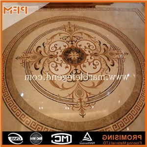 Waterjet Marble Tiles Design Floor Pattern,Natural Marble Flooring Design, Dark Emperador/Golden Year/Rosso Verona/Crema Marfil/Honey Onyx/Onyx Green/India Green Marble Medallion